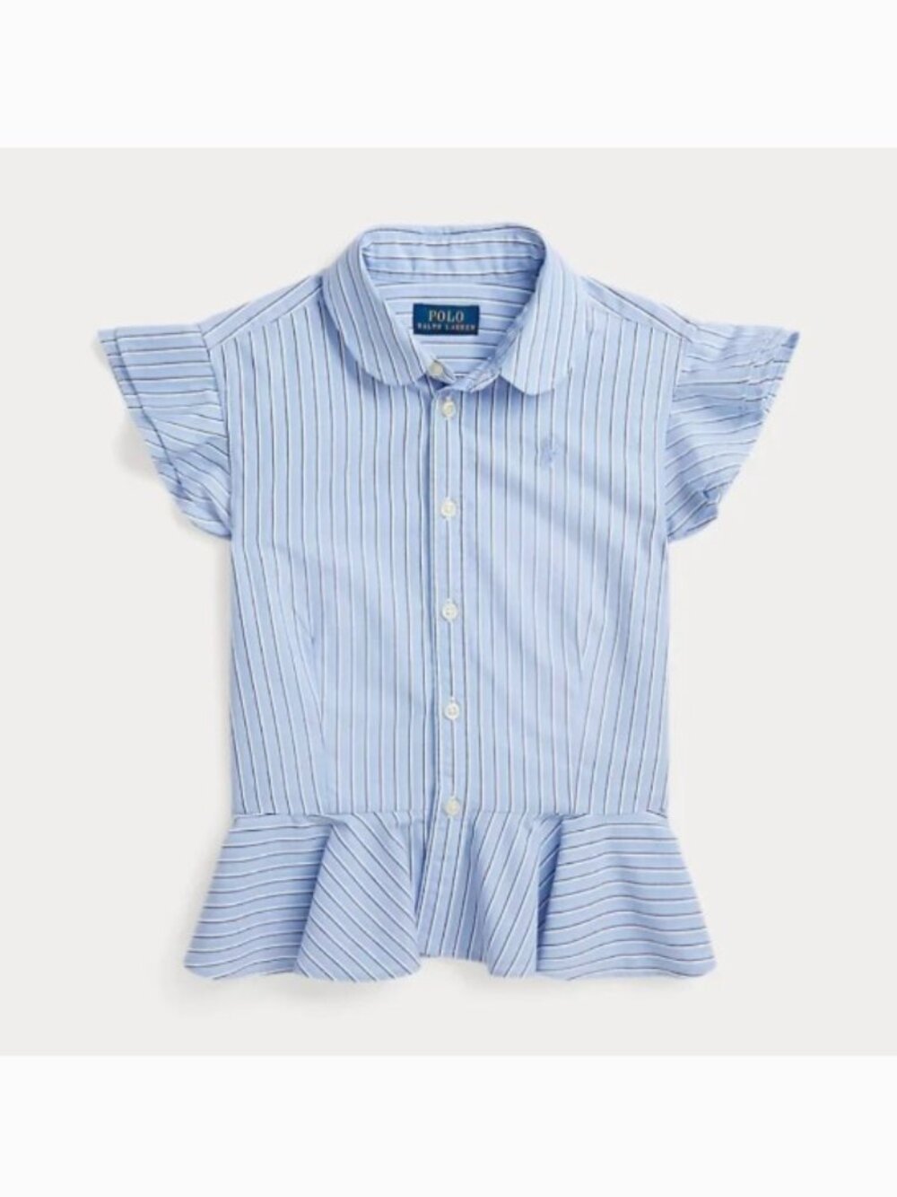 Polo Ralph Lauren Striped Cotton Peplum Sleeveless Shirt Size Girls 7